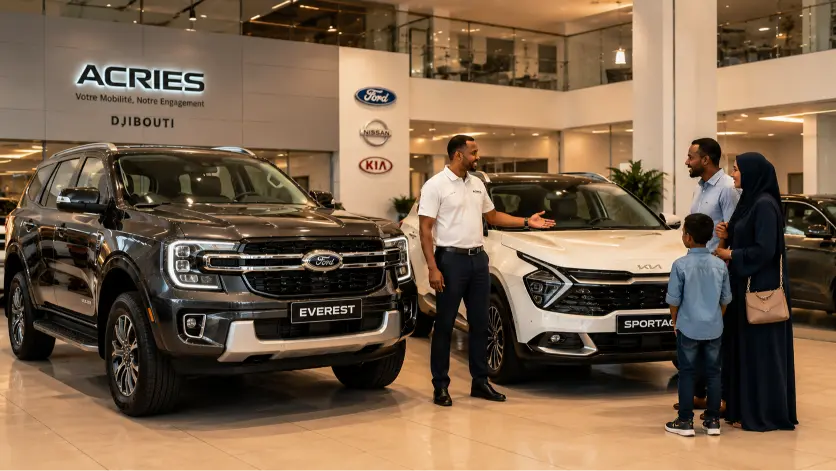 Acheter une voiture neuve à Djibouti — Ford Everest et KIA Sportage présentés par un conseiller ACRIES, concessionnaire officiel depuis 1946