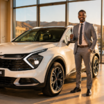 Acheter une KIA neuve à Djibouti — KIA Sportage blanc dans le showroom ACRIES avec conseiller certifié